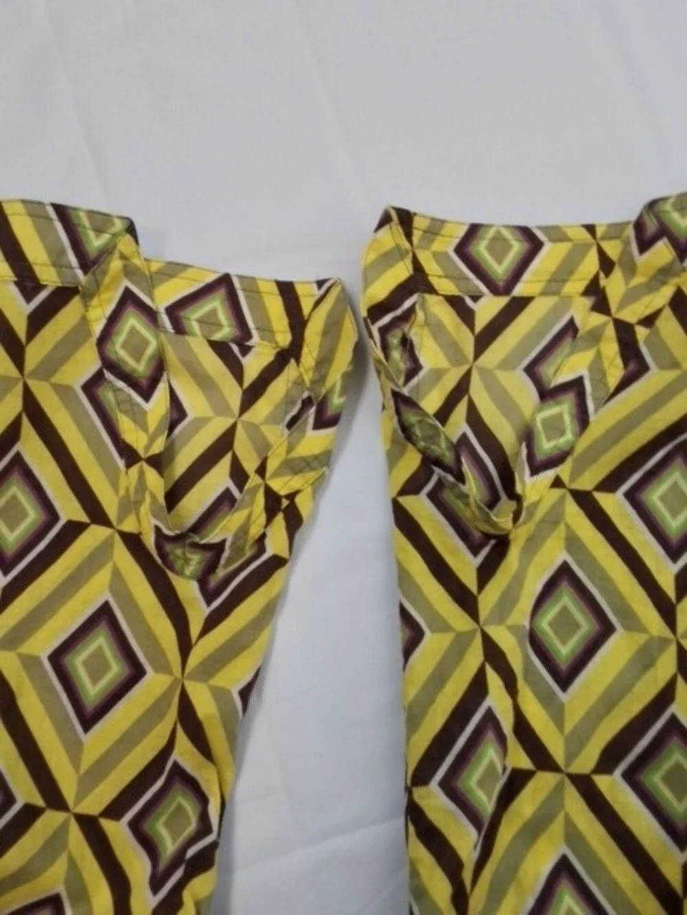 Tory Burch Yellow Geometric V-Neck Blouse